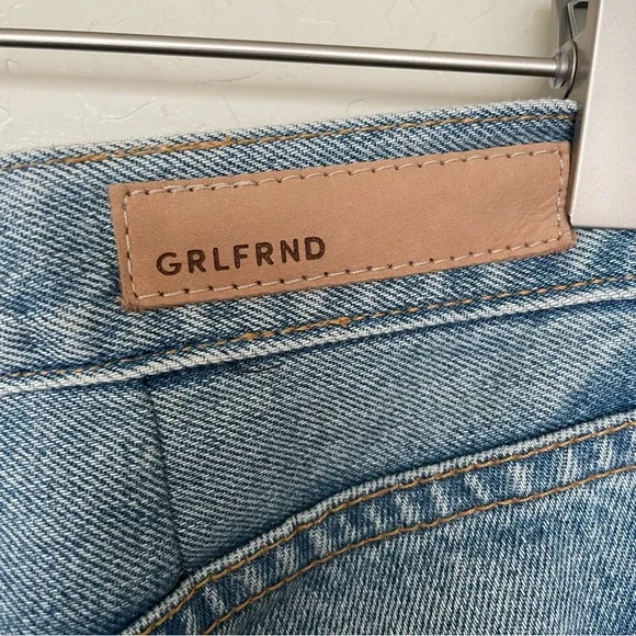 GRLFRND Karolina Button Fly High Rise Straight Leg Raw Hem Jeans - Picture 3 of 6